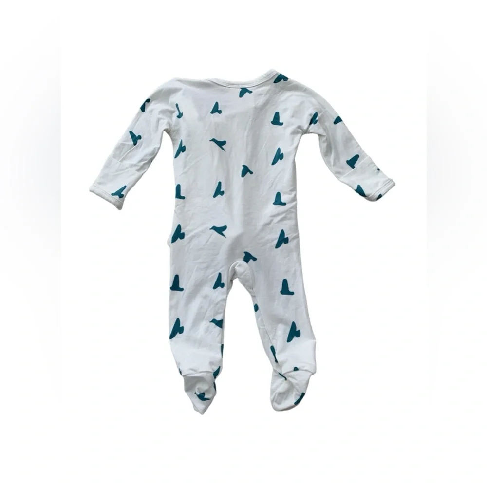 Baby Footed Pajamas with Teal Print - Cozy Cotton Sleepwear for skin to skin